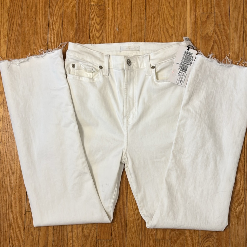 7 For All Mankind Women's White High Waist Slim Kick Jeans - Size 27
